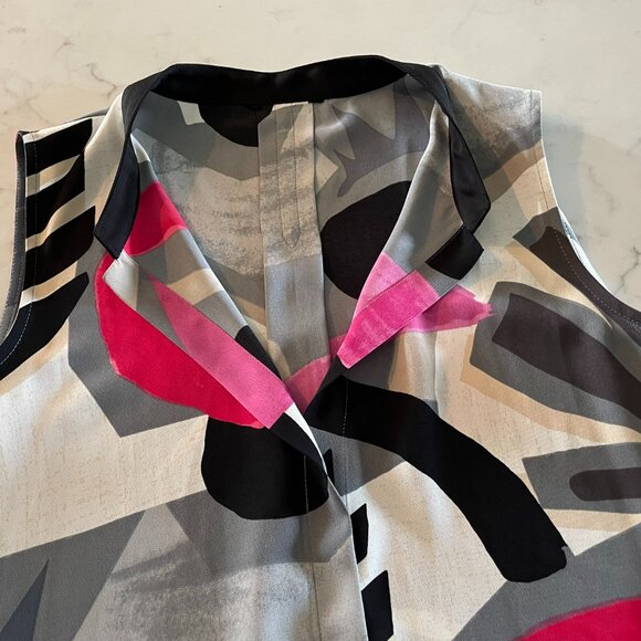 Abstract Tunic Black Pink Red White Tan Gray Sleeveless - Picture 8 of 16